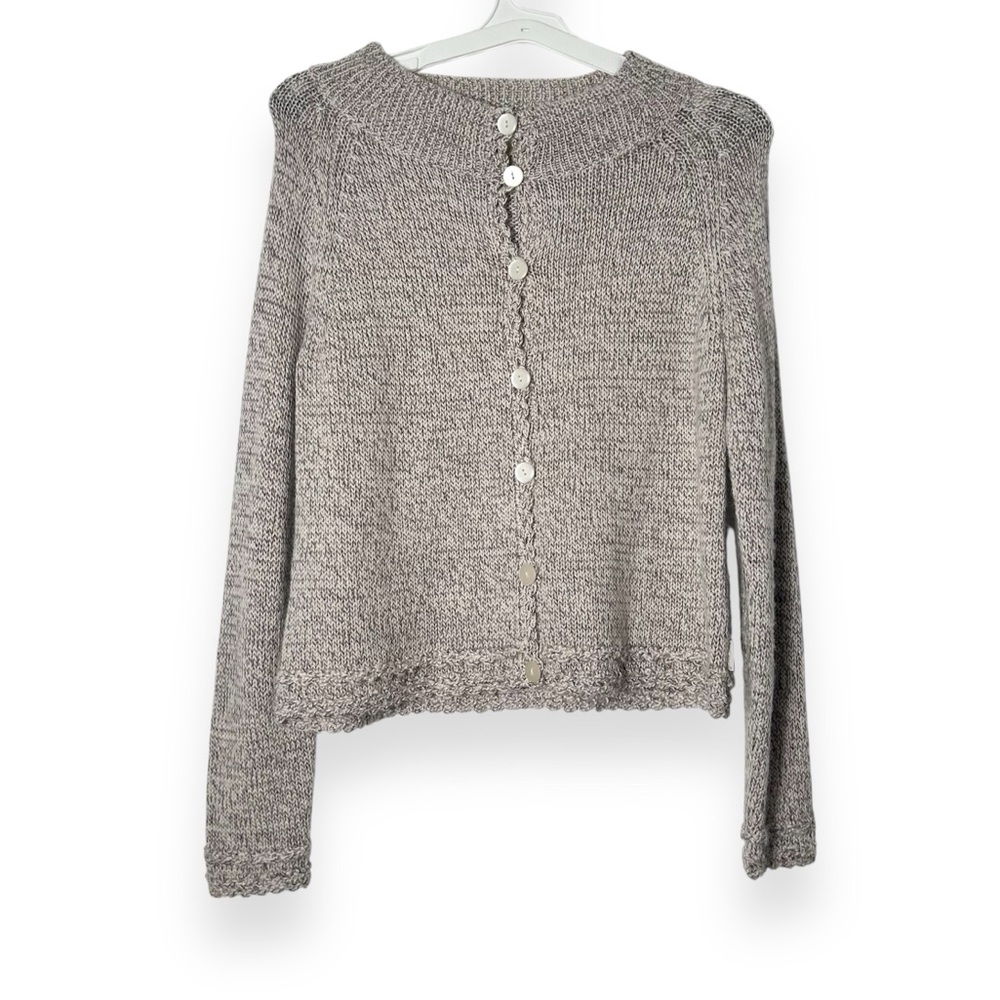Woolrich Womens Wool Alpaca Blend Caardigan Size L Button Up Knit Stone Heather